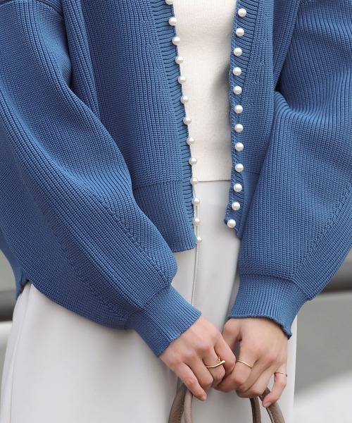 Bou Jeloud（ブージュルード）の「パール付ドルマンニットカーディガン（カーディガン/ボレロ・レディース・ライトグレー/ライトブルー/ブラック・FREE）」の10枚目の写真