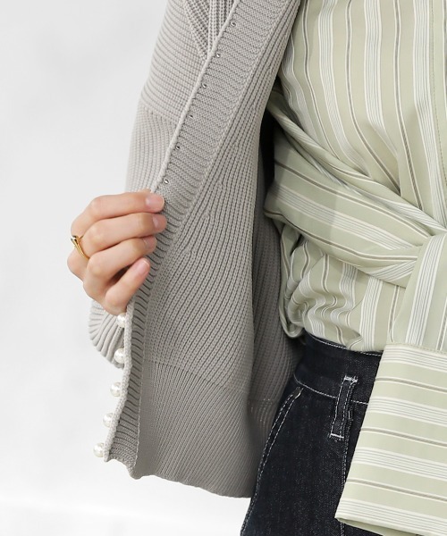 Bou Jeloud（ブージュルード）の「パール付ドルマンニットカーディガン（カーディガン/ボレロ・レディース・ライトグレー/ライトブルー/ブラック・FREE）」の21枚目の写真
