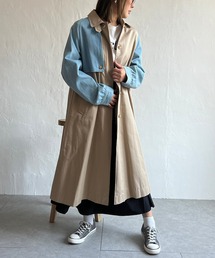 LBC | 【手洗い可能】デニム切り替えステンカラーコート(ステンカラーコート)