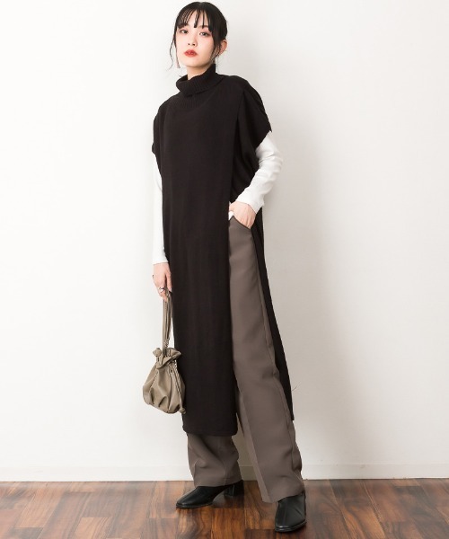 atONE(アットワン)の「atONE ハイネックロングベスト(ベスト・レディース・ブラック/モカ/ライトグレー・M-L/4L~5L/LL~3L)」の19枚目の写真