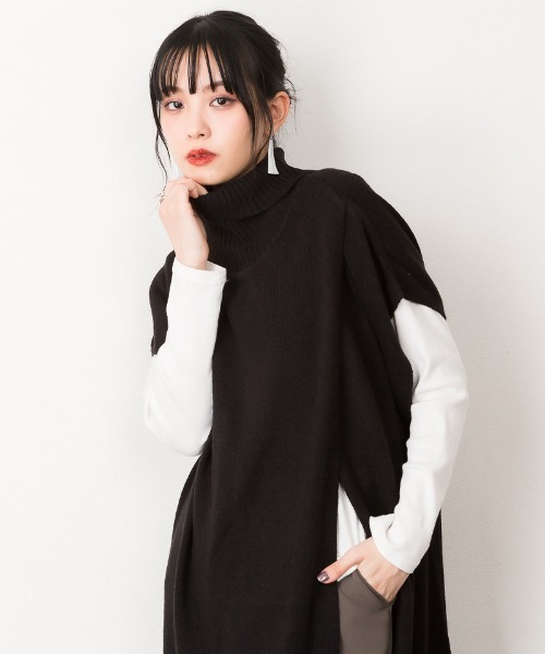 atONE(アットワン)の「atONE ハイネックロングベスト(ベスト・レディース・ブラック/モカ/ライトグレー・M-L/4L~5L/LL~3L)」の22枚目の写真