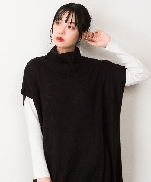 atONE(アットワン)の「atONE ハイネックロングベスト(ベスト・レディース・ブラック/モカ/ライトグレー・M-L/4L~5L/LL~3L)」の21枚目の写真