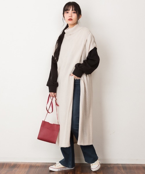 atONE(アットワン)の「atONE ハイネックロングベスト(ベスト・レディース・ブラック/モカ/ライトグレー・M-L/4L~5L/LL~3L)」の14枚目の写真