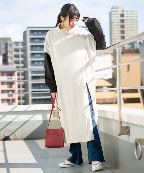 atONE(アットワン)の「atONE ハイネックロングベスト(ベスト・レディース・ブラック/モカ/ライトグレー・M-L/4L~5L/LL~3L)」の13枚目の写真