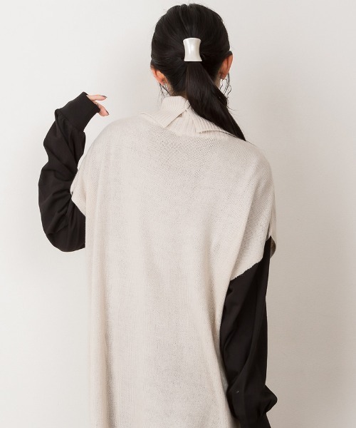 atONE(アットワン)の「atONE ハイネックロングベスト(ベスト・レディース・ブラック/モカ/ライトグレー・M-L/4L~5L/LL~3L)」の15枚目の写真