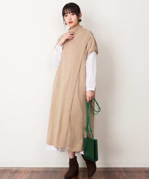 atONE(アットワン)の「atONE ハイネックロングベスト(ベスト・レディース・ブラック/モカ/ライトグレー・M-L/4L~5L/LL~3L)」の8枚目の写真