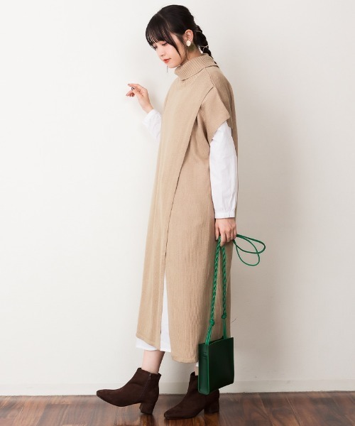 atONE(アットワン)の「atONE ハイネックロングベスト(ベスト・レディース・ブラック/モカ/ライトグレー・M-L/4L~5L/LL~3L)」の7枚目の写真