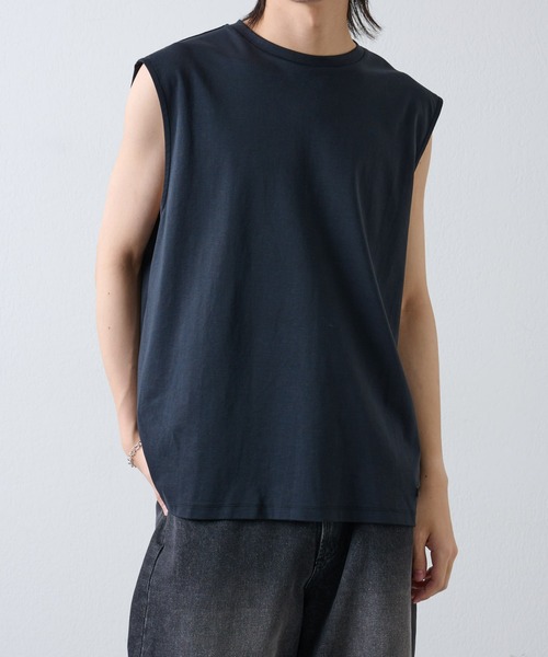 COLONY 2139（コロニートゥーワンスリーナイン）の「スマート半袖変形ノースリーブ（タンクトップ・メンズ・ホワイト/ブラック・MEDIUM/LARGE）」の2枚目の写真