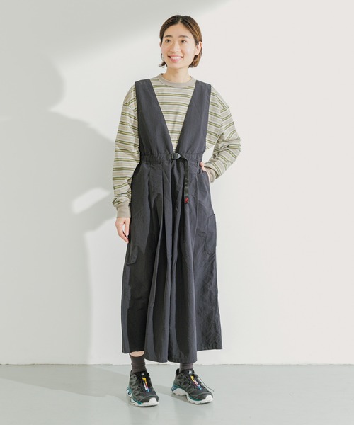 Gramicci（グラミチ）の「『別注』GRAMICCI　アクティブナイロンサロペット（サロペット/オーバーオール・レディース・ブラック/タン/カーキ・FREE）」の6枚目の写真
