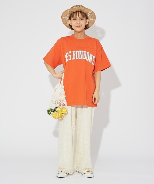 CHILD WOMAN（チャイルドウーマン）の「☆オーガニックリサイクル天竺ロゴTシャツ（Tシャツ/カットソー・レディース・アイボリー/オレンジ/サックスブルー/ネイビー/カーキ・FREE）」の10枚目の写真