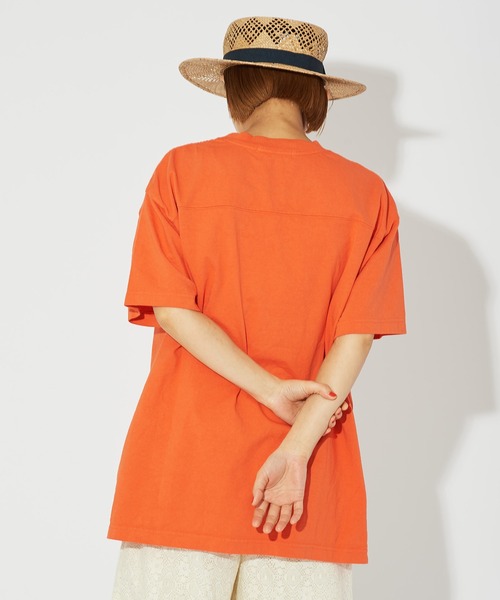 CHILD WOMAN（チャイルドウーマン）の「☆オーガニックリサイクル天竺ロゴTシャツ（Tシャツ/カットソー・レディース・アイボリー/オレンジ/サックスブルー/ネイビー/カーキ・FREE）」の9枚目の写真