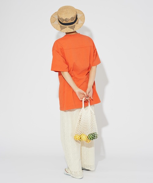 CHILD WOMAN（チャイルドウーマン）の「☆オーガニックリサイクル天竺ロゴTシャツ（Tシャツ/カットソー・レディース・アイボリー/オレンジ/サックスブルー/ネイビー/カーキ・FREE）」の12枚目の写真