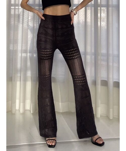 GYDA（ジェイダ）の「クロシェニットパンツ（その他パンツ・レディース・アイボリー/チャコールグレー・FREE）」の2枚目の写真