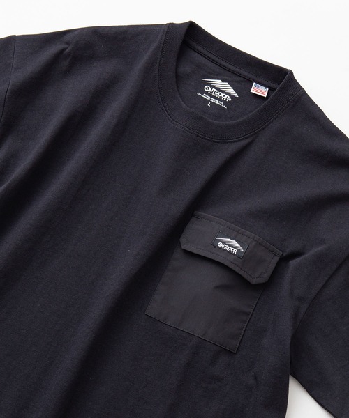 OUTDOOR PRODUCTS APPAREL(アウトドアプロダクツアパレル)の「USAコットン 布帛切り替えTシャツ 裾ドローコード ビッグシルエット レイヤード風(Tシャツ/カットソー・メンズ・ブラック/カーキ/ホワイト/ブラウン・MEDIUM/LARGE/X-LARGE)」の3枚目の写真