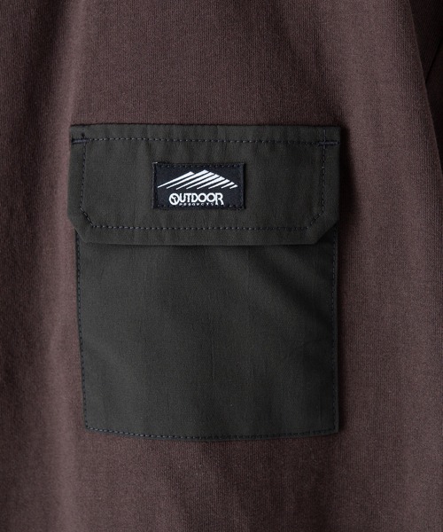 OUTDOOR PRODUCTS APPAREL(アウトドアプロダクツアパレル)の「USAコットン 布帛切り替えTシャツ 裾ドローコード ビッグシルエット レイヤード風(Tシャツ/カットソー・メンズ・ブラック/カーキ/ホワイト/ブラウン・MEDIUM/LARGE/X-LARGE)」の8枚目の写真