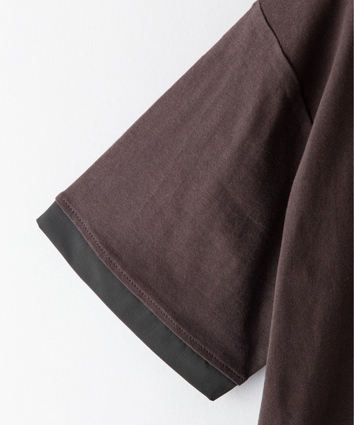 OUTDOOR PRODUCTS APPAREL(アウトドアプロダクツアパレル)の「USAコットン 布帛切り替えTシャツ 裾ドローコード ビッグシルエット レイヤード風(Tシャツ/カットソー・メンズ・ブラック/カーキ/ホワイト/ブラウン・MEDIUM/LARGE/X-LARGE)」の9枚目の写真