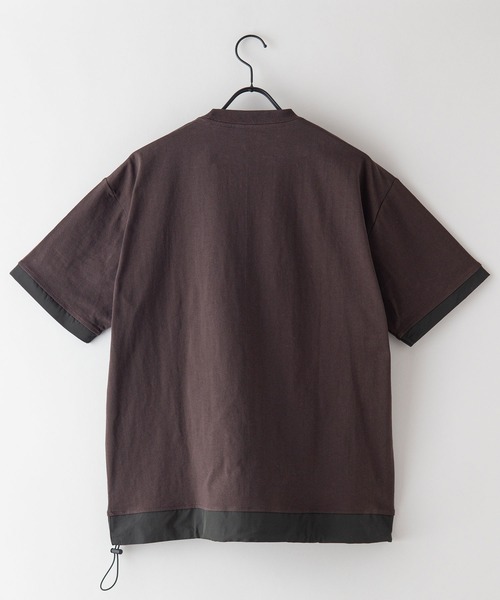 OUTDOOR PRODUCTS APPAREL(アウトドアプロダクツアパレル)の「USAコットン 布帛切り替えTシャツ 裾ドローコード ビッグシルエット レイヤード風(Tシャツ/カットソー・メンズ・ブラック/カーキ/ホワイト/ブラウン・MEDIUM/LARGE/X-LARGE)」の6枚目の写真