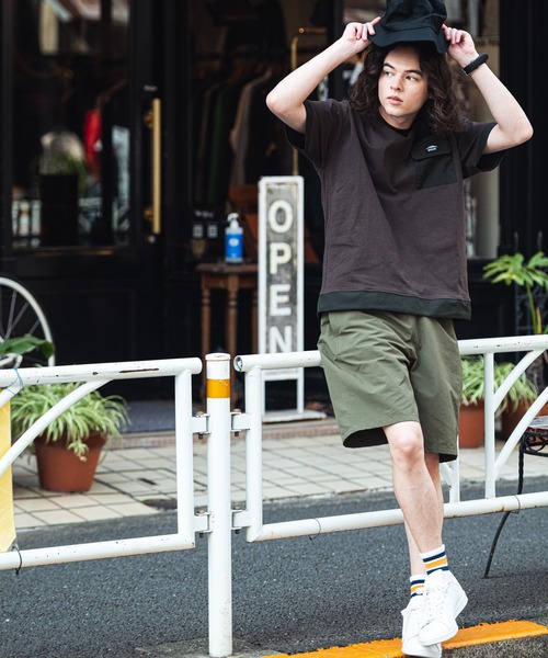 OUTDOOR PRODUCTS APPAREL(アウトドアプロダクツアパレル)の「USAコットン 布帛切り替えTシャツ 裾ドローコード ビッグシルエット レイヤード風(Tシャツ/カットソー・メンズ・ブラック/カーキ/ホワイト/ブラウン・MEDIUM/LARGE/X-LARGE)」の14枚目の写真