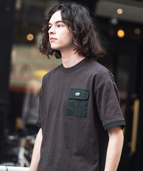 OUTDOOR PRODUCTS APPAREL(アウトドアプロダクツアパレル)の「USAコットン 布帛切り替えTシャツ 裾ドローコード ビッグシルエット レイヤード風(Tシャツ/カットソー・メンズ・ブラック/カーキ/ホワイト/ブラウン・MEDIUM/LARGE/X-LARGE)」の19枚目の写真