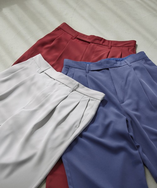 綾トロミ タックスリムストレートスラックス（スラックス）｜MONO-MART