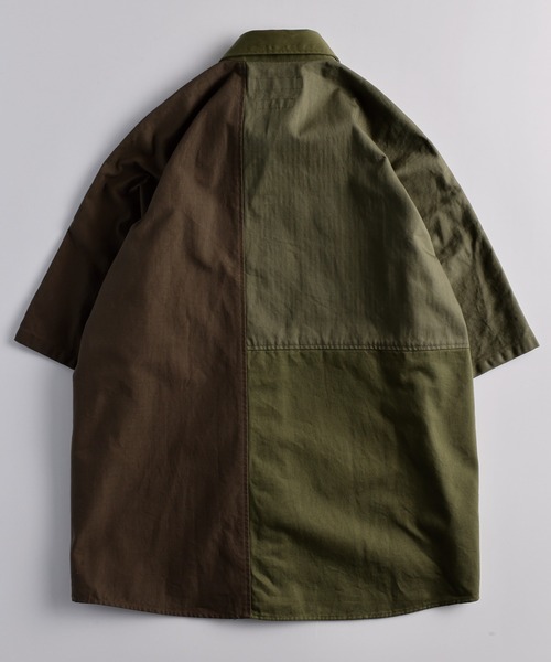 FDMTL（ファンダメンタル）の「FDMTL/ファンダメンタル PATCHWORK S/S SHIRT RINSE パッチワークシャツ（シャツ/ブラウス・メンズ・カーキ・2/4/3）」の4枚目の写真