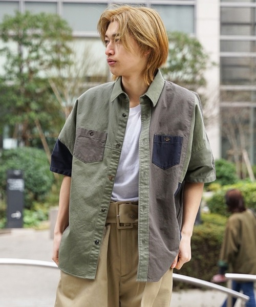 FDMTL（ファンダメンタル）の「FDMTL/ファンダメンタル PATCHWORK S/S SHIRT RINSE パッチワークシャツ（シャツ/ブラウス・メンズ・カーキ・2/4/3）」の22枚目の写真