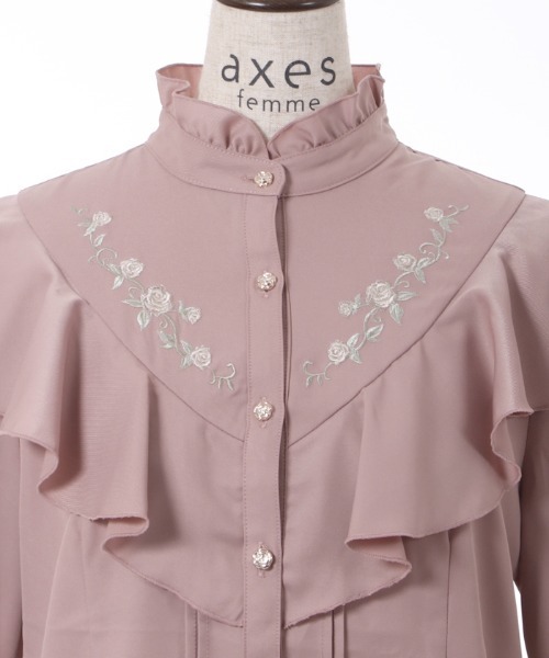axes femme（アクシーズファム）の「ローズ刺繍フリルブラウス
