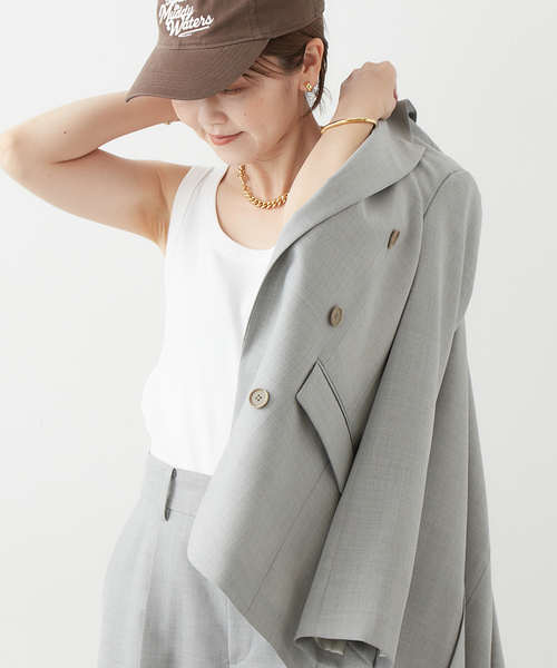 plage（プラージュ）の「organic cotton フライスタンクトップ（タンクトップ・レディース・ホワイト/キャメル・FREE）」の5枚目の写真