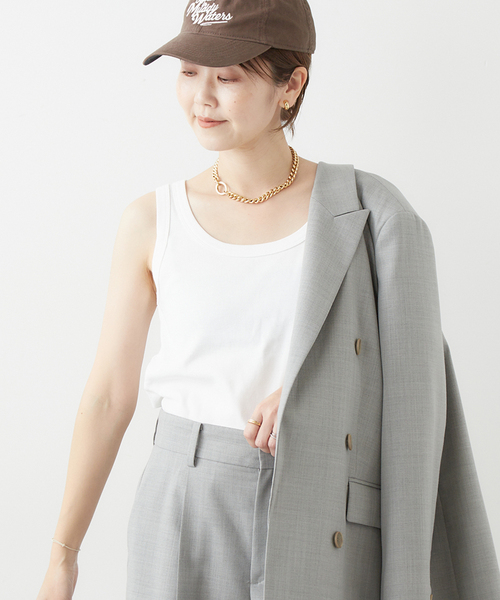 plage（プラージュ）の「organic cotton フライスタンクトップ（タンクトップ・レディース・ホワイト/キャメル・FREE）」の8枚目の写真