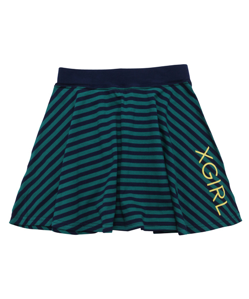 X-girl Stages（エックスガールステージス）の「STRIPED FLARED SKIRT LOGO(12M～3T)（スカート・キッズ・ブラック/ピンク/ネイビー・3T/2T/12M）」の2枚目の写真