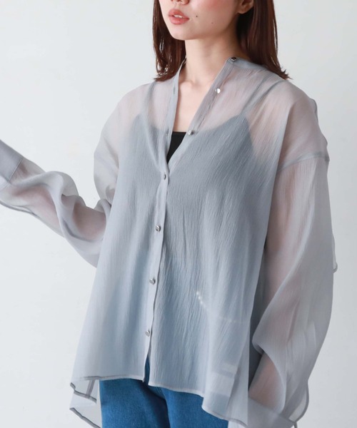 archives(アルシーヴ)の「バックタックシアーシャツ(シャツ/ブラウス・レディース・ブラック/アイボリー/シルバーグレー/オレンジ/モカ・MEDIUM)」の14枚目の写真