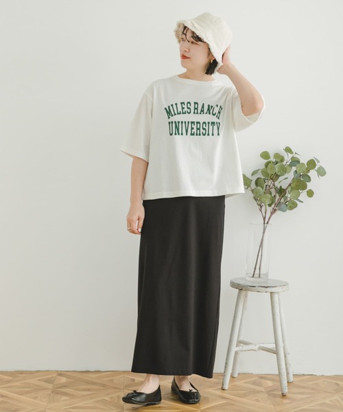 ITEMS URBANRESEARCH(アイテムズ アーバンリサーチ)の「カレッジロゴハンソデTシャツ(Tシャツ/カットソー・レディース・オフホワイト/スミクロ/モカ・FREE)」の6枚目の写真