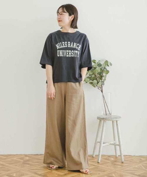 ITEMS URBANRESEARCH(アイテムズ アーバンリサーチ)の「カレッジロゴハンソデTシャツ(Tシャツ/カットソー・レディース・オフホワイト/スミクロ/モカ・FREE)」の10枚目の写真