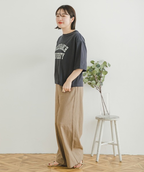ITEMS URBANRESEARCH(アイテムズ アーバンリサーチ)の「カレッジロゴハンソデTシャツ(Tシャツ/カットソー・レディース・オフホワイト/スミクロ/モカ・FREE)」の11枚目の写真
