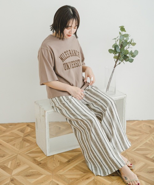 ITEMS URBANRESEARCH(アイテムズ アーバンリサーチ)の「カレッジロゴハンソデTシャツ(Tシャツ/カットソー・レディース・オフホワイト/スミクロ/モカ・FREE)」の13枚目の写真