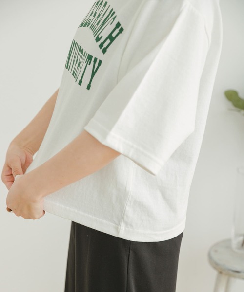 ITEMS URBANRESEARCH(アイテムズ アーバンリサーチ)の「カレッジロゴハンソデTシャツ(Tシャツ/カットソー・レディース・オフホワイト/スミクロ/モカ・FREE)」の18枚目の写真