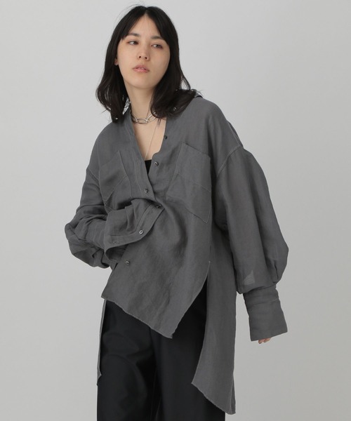 Chaos(カオス)の「Chaos(カオス)/モルガンカディーシャツ(シャツ/ブラウス・レディース・ホワイト/ブラウン系その他/チャコールグレー・FREE)」の12枚目の写真