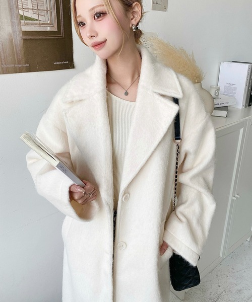 【新品・美品】シャギーロングチェスターコート シャギーロングチェスターコート【official限定】【SALE