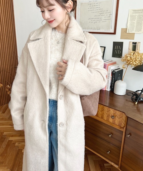 セール】ロングチェスターシャギーコート（チェスターコート