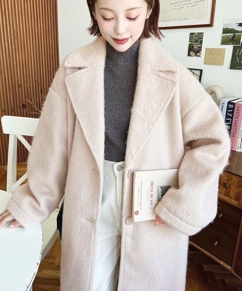 セール】ニットシャギーロングチェスターコート(シャギーコート