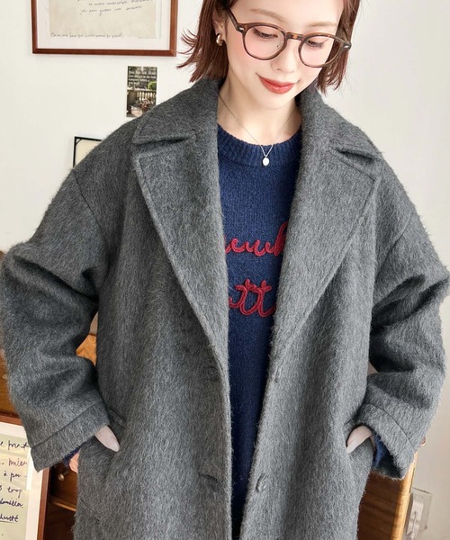 セール】ニットシャギーロングチェスターコート(シャギーコート