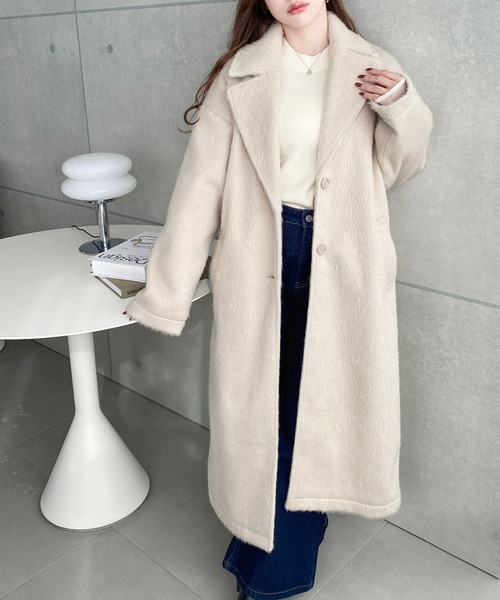 セール】ニットシャギーロングチェスターコート(シャギーコート