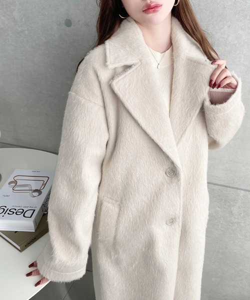 セール】ニットシャギーロングチェスターコート(シャギーコート