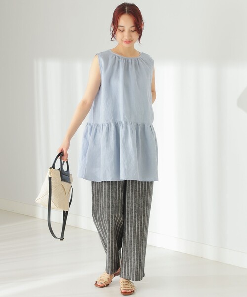fog linen work(フォグリネンワーク)の「fog linen work / 別注 DAIAN TOP(シャツ/ブラウス・レディース・インディゴブルー/ベージュ・ONE SIZE)」の7枚目の写真
