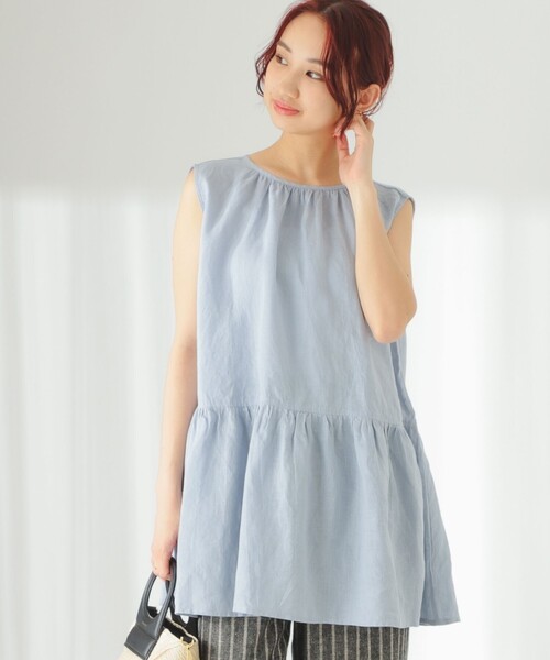 fog linen work(フォグリネンワーク)の「fog linen work / 別注 DAIAN TOP(シャツ/ブラウス・レディース・インディゴブルー/ベージュ・ONE SIZE)」の8枚目の写真
