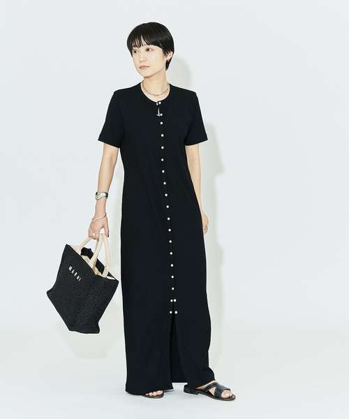 HARDY NOIR（アルディーノアール）の「リブパールドットマキシワンピース（ワンピース・レディース・ブラック・FREE）」の2枚目の写真