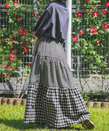 check tiered skirt