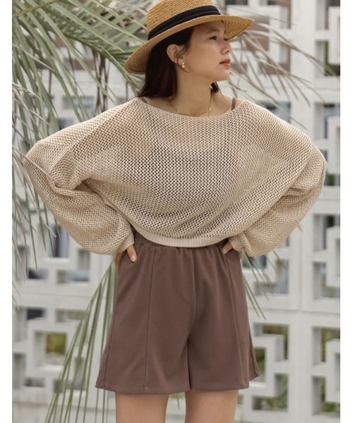 Re:EDIT（リエディ）の「[DAILY SWIM][UVカット][撥水][水陸両用]リブショートスイムパンツ（水着・レディース・ブラック/モカ・MEDIUM/LARGE/SMALL）」の2枚目の写真