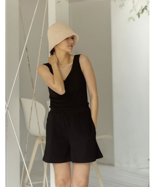 Re:EDIT（リエディ）の「[DAILY SWIM][UVカット][撥水][水陸両用]リブショートスイムパンツ（水着・レディース・ブラック/モカ・MEDIUM/LARGE/SMALL）」の14枚目の写真