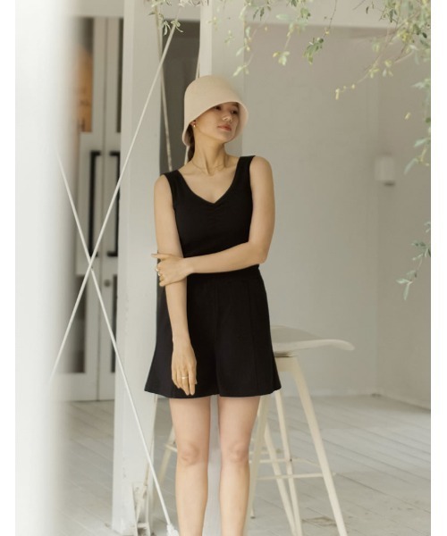 Re:EDIT（リエディ）の「[DAILY SWIM][UVカット][撥水][水陸両用]リブショートスイムパンツ（水着・レディース・ブラック/モカ・MEDIUM/LARGE/SMALL）」の3枚目の写真